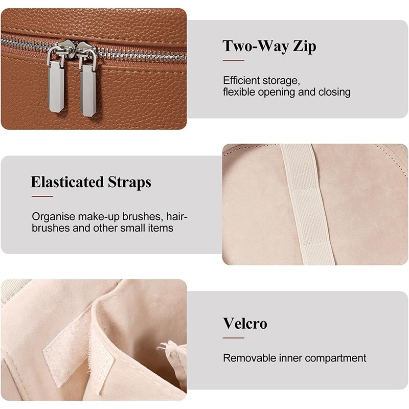 Leather Cosmetic Bag with handle detail Leather Cosmetic Bag with handle detail