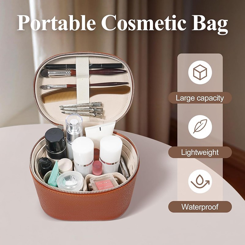 Leather Cosmetic Bag with handle Leather Cosmetic Bag with handle